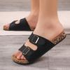 Cork Slippers Men's and Women's Double with Double Buckle Two-word Slippers Thick-soled Non-slip Outer Wear Beach Sandals