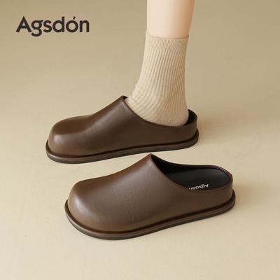 Женские осенние коричневые клоги Augusden 2025 - Толстая подошва, Уличные, Повседневные полушлепанцы