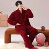 Red Pajamas Women'S Autumn And Winter Flannel Coral Fleece Pajamas Men'S Festive Wedding Couple New Set