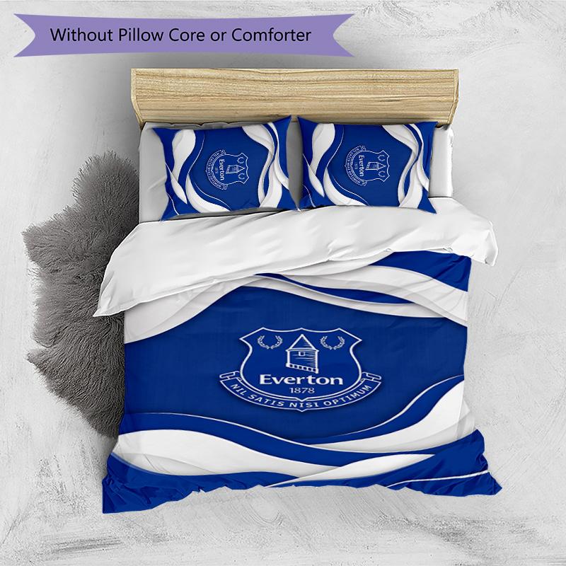 Everton Football Printed 3 Pieces Bedding Set, Comfortable Skin Friendly Bedroom Duvet Cover Set