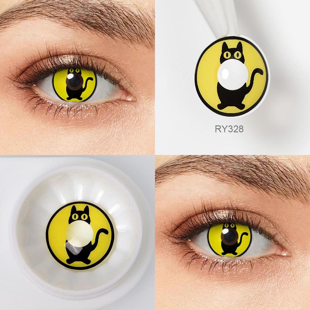 Контактные линзы для косплея Pseyeche Blood Bat, контактные линзы с розовым сердцем, контактные линзы Red Kitty для Хэллоуина, 1 пара, зеленые линзы Spide Crazy
