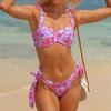 Сексуальный Бикини Набор С Принтом Купальник На Завязках Женский С Косточками Push Up Купальный Костюм С Высоким Вырезом Пляжный Купальник