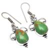 Green Turquoise Gemstone Handmade Gift For Her Silver Jewelry Earrings 1.5"