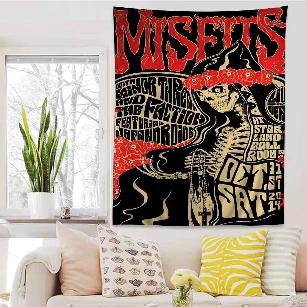 Гобелен Misfits Horror Punk Rock Плоская печать Таро Хиппи Постер Настенное украшение для общежития Домашний Арт Декор