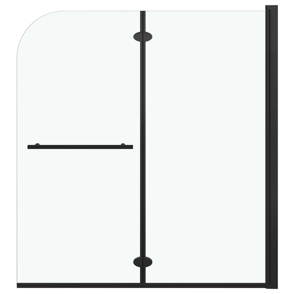 Foldable Shower Enclosure 2 Panels Tempered Glass 120 x 140 cm Black