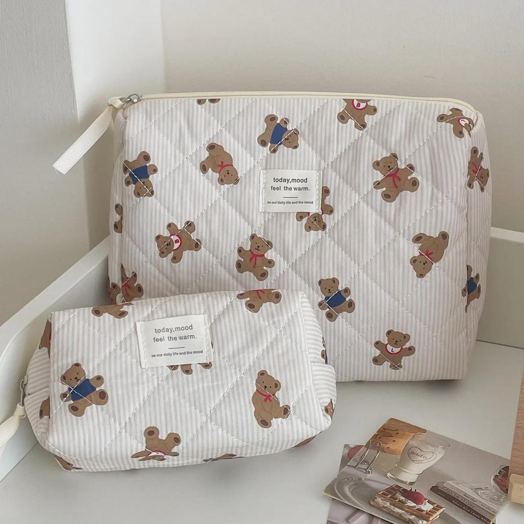 Striped Bear Cartoon Travel Cosmetic & Toiletry Bag