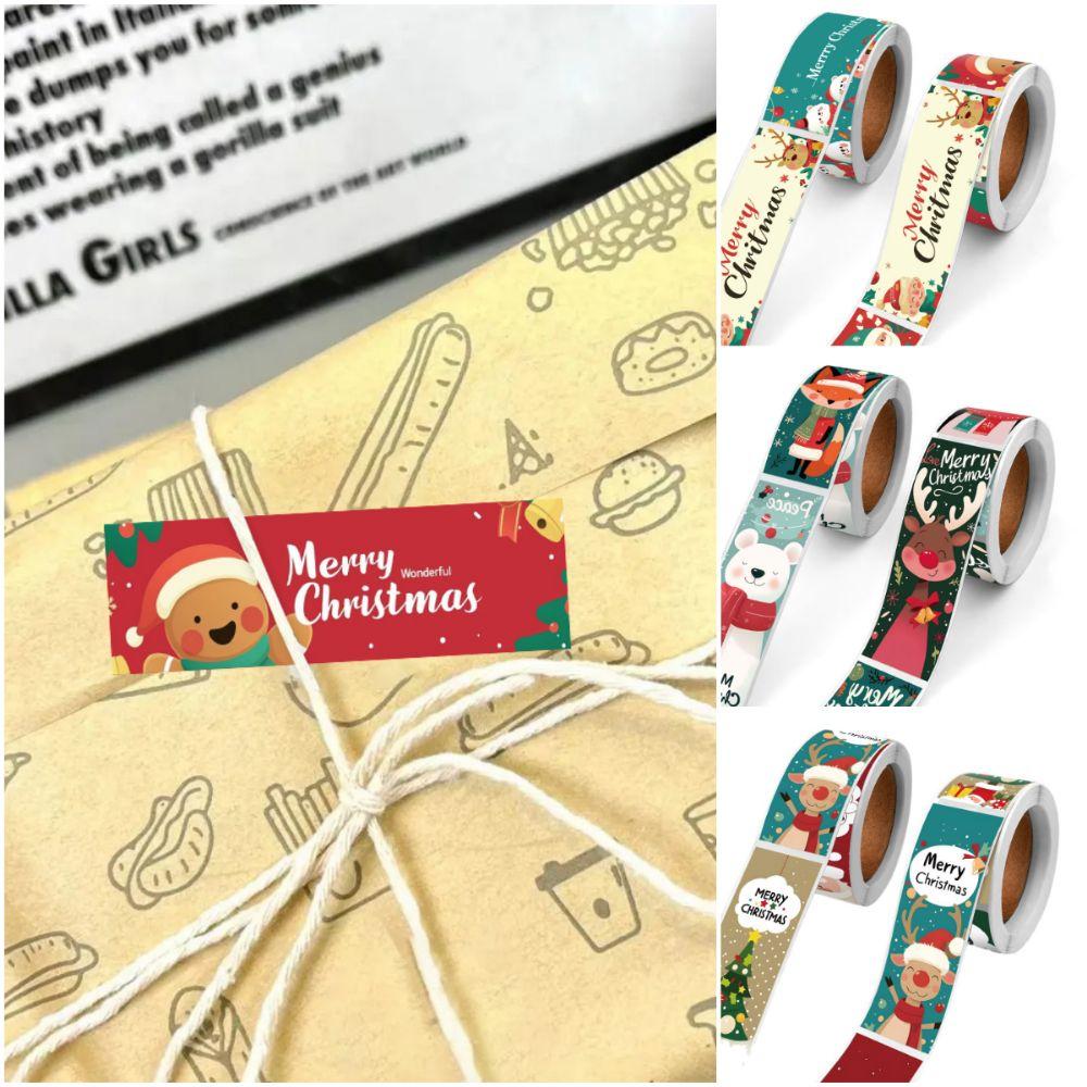 120PCS Multicolor Merry Christmas Stickers Mixed Pattern Cartoon Santa Snowman Packaging Decals DIY Accessories Xmas Tree Deer