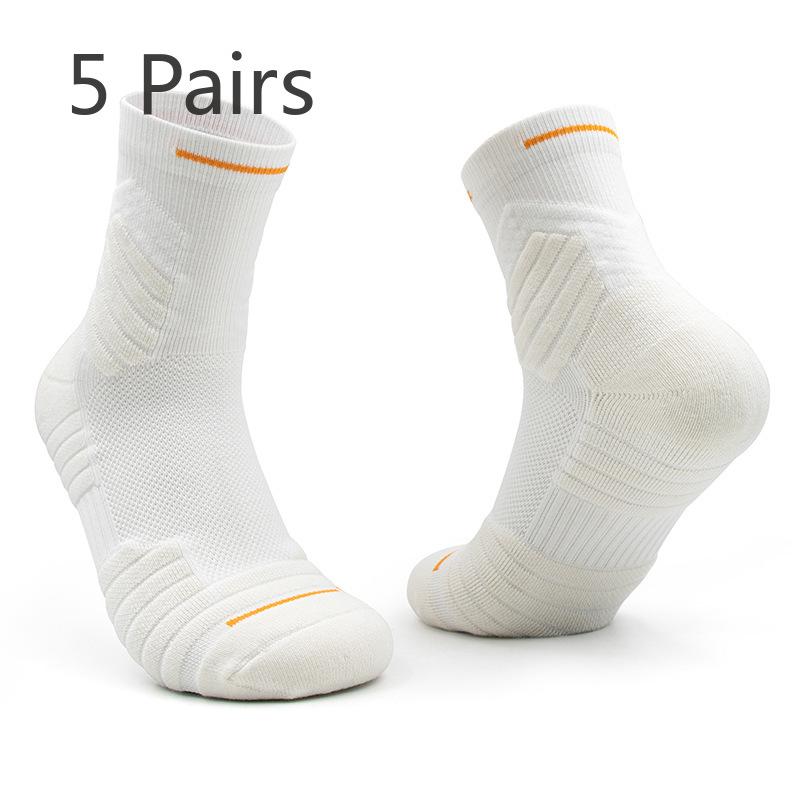 5 пар мужских летних профессиональных тренировочных носков средней длины из дышащей сетки, быстросохнущие спортивные носки