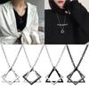 Hip Hop Black Silver Alloy Triangle Fashion 1Pc Men Women Modern Geometric Stacking Square Pendant Necklace Couple Necklace Unisex Jewelry Accessory