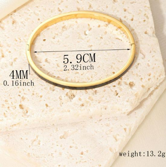 Женский браслет-бангл из титановой стали с золотой эмалью 4 мм и застежкой