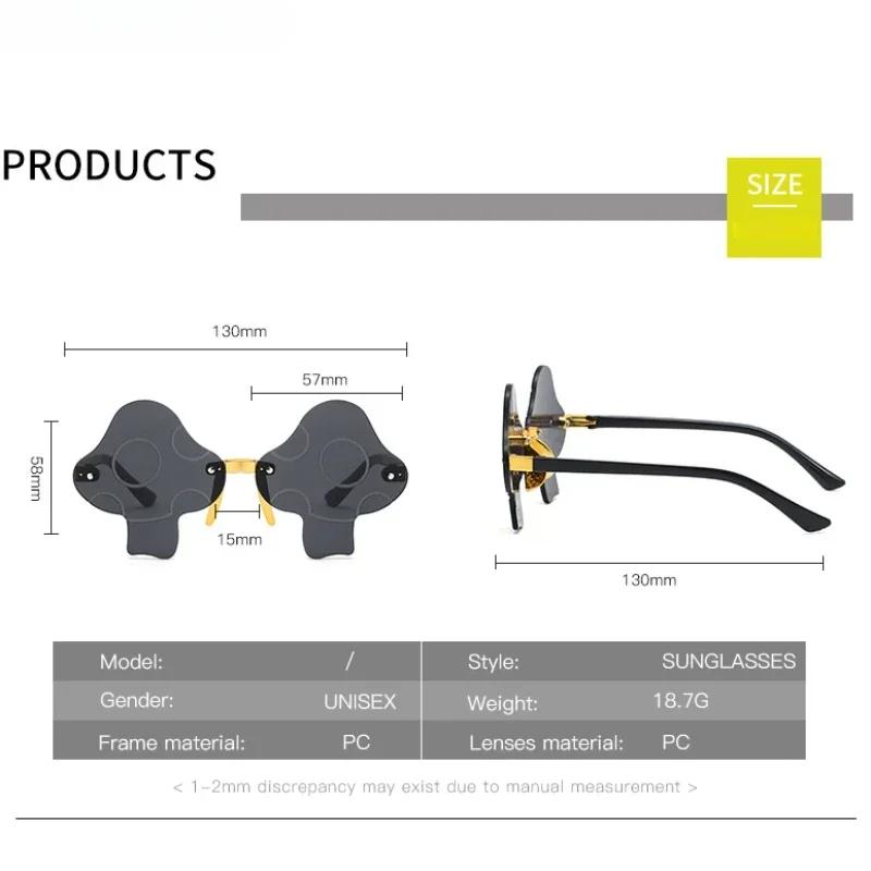 Солнцезащитные очки в форме гриба Неправильные безободковые солнцезащитные очки Ретро Модные Забавные Солнцезащитные очки для Женщин Мужчин Украшения на Хэллоуин Вечеринка Фа