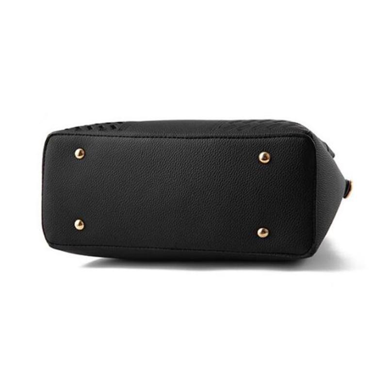 Women Tassel Leather Handbags Tote Top-handle Embroidery Shoulder Bag