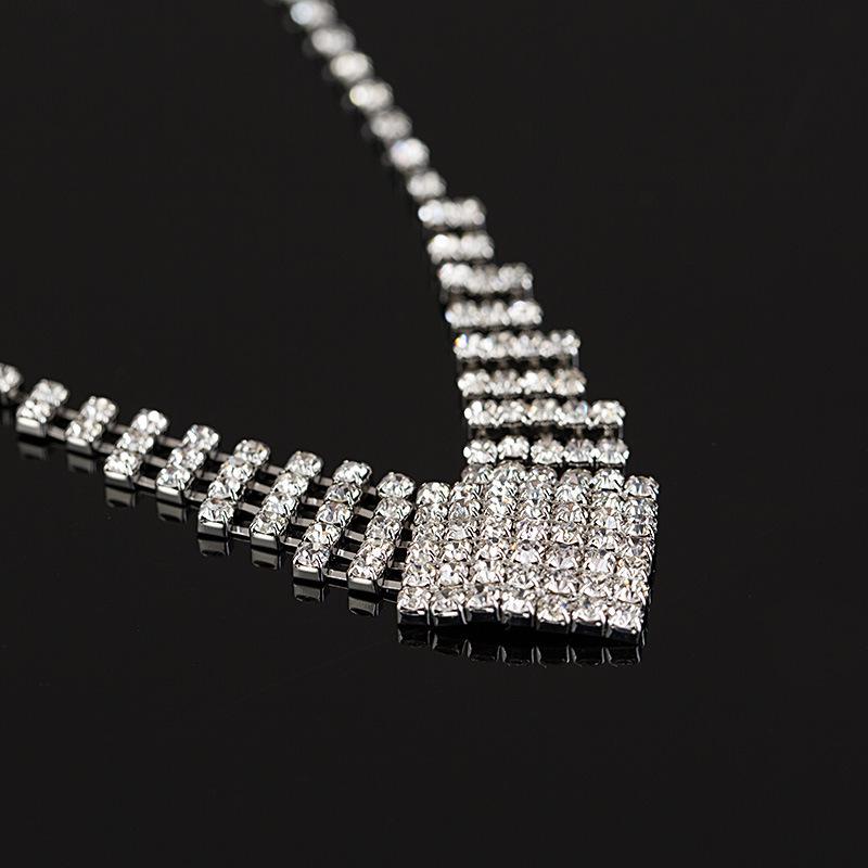 Factory Price Korean Style Necklace Foreign Trade European and American Two-Piece Set Exquisite Rhinestone Jewelry N24