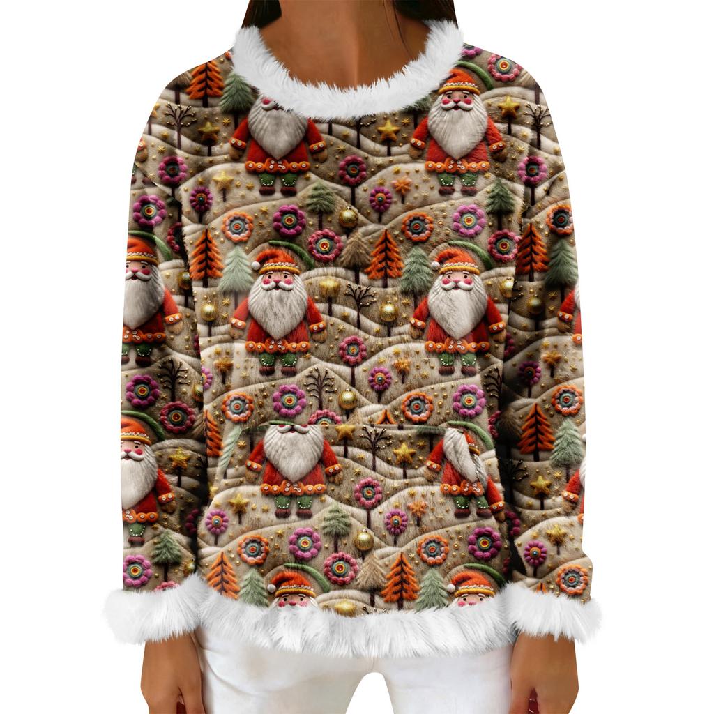 Женский повседневный флисовый свитшот с длинными рукавами и круглым вырезом, удобный, свободного кроя, легкий, фланелевый свитшот для женщин