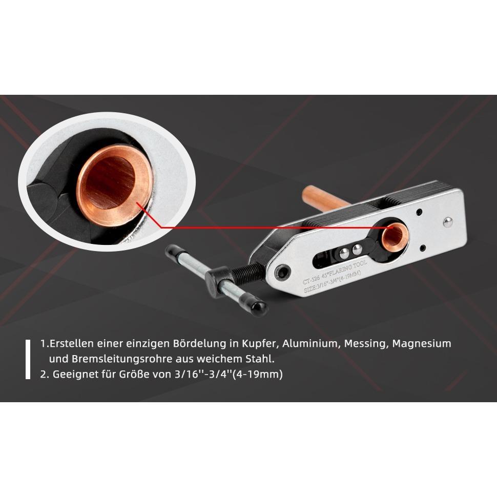 Развальцовочное устройство для кондиционирования воздуха 3/16 дюйма - 3/4 дюйма (4-19мм) Разрезанная медная труба Универсальный инструмент для развальцовки тормозных трубок Устройство для развальцовки тормозных трубок