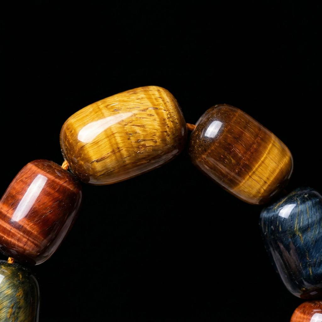 Natural yellow tiger eye, red tiger eye, blue tiger eye stone barrel beads, multi-color bracelet for men and women, crystal tiger eye stone jewelry