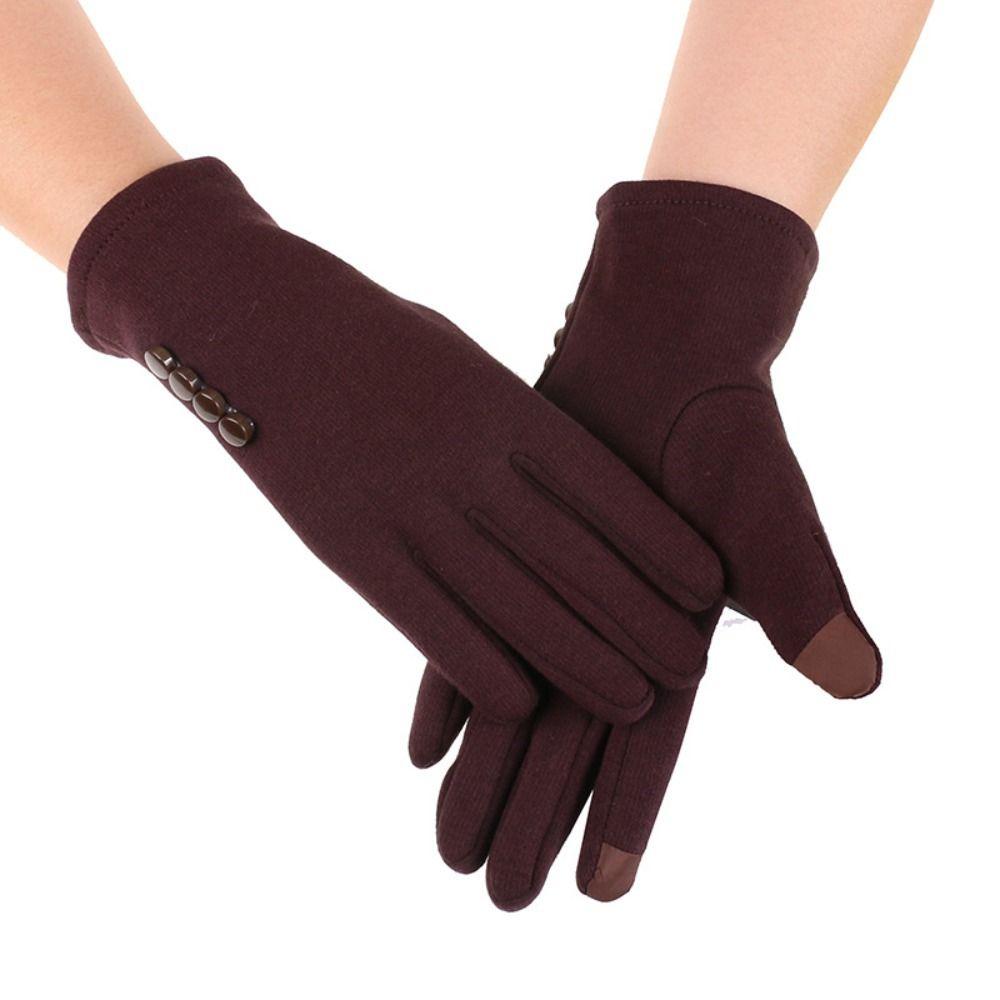 Solid Color Full Finger Mittens Thick Plush Warm Golves Furry Warm Mitts  Outdoor Sport