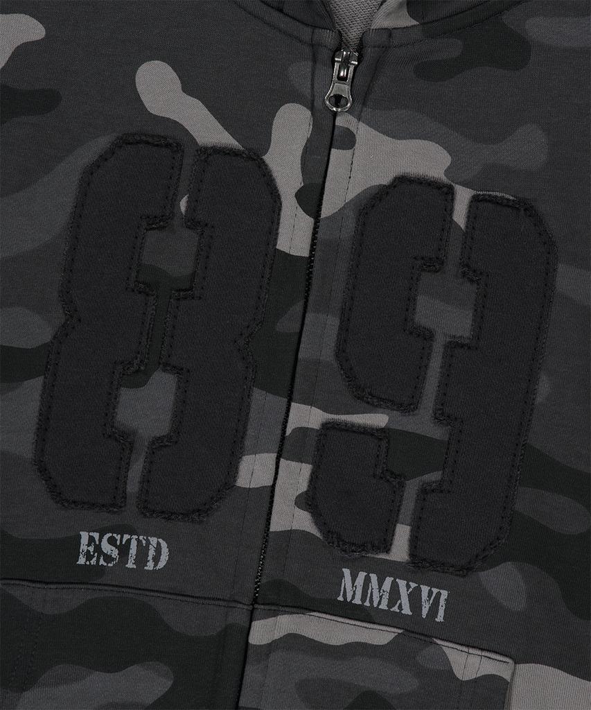 Черная укороченная толстовка на молнии с камуфляжной аппликацией Mahagrid(Mg2Fffm493A)