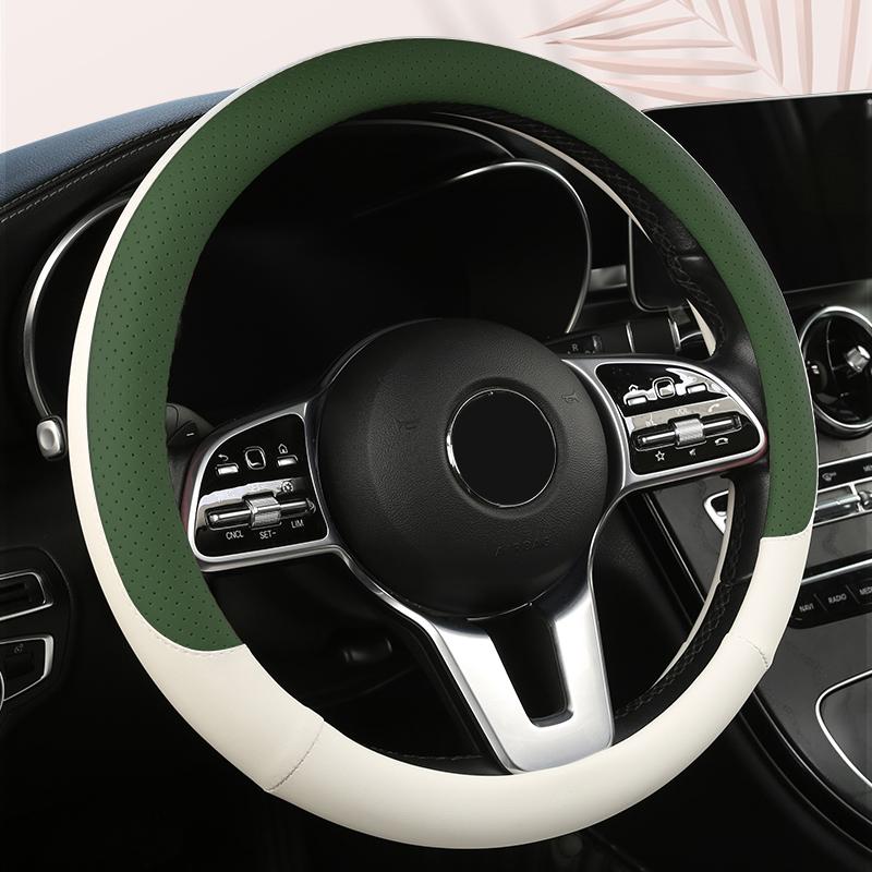 Car Anti-Slip Leather Steering Wheel Cover Universal Car Steering Wheel Protective Cover Fashion Style 38cm Shape O D
