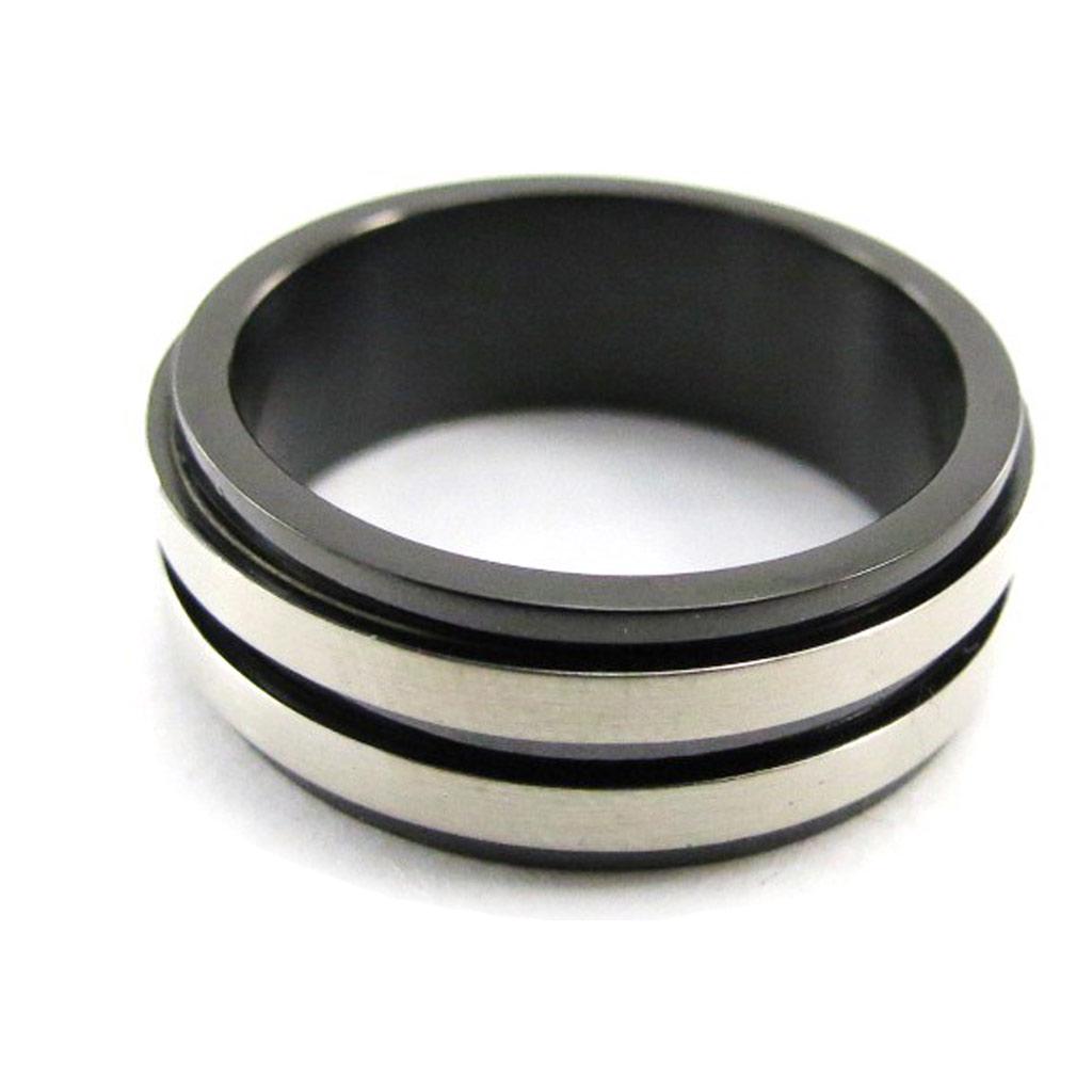 Steel Ring 'Peaceful' Two-tone Steel (anti-stress) - 7 Mm