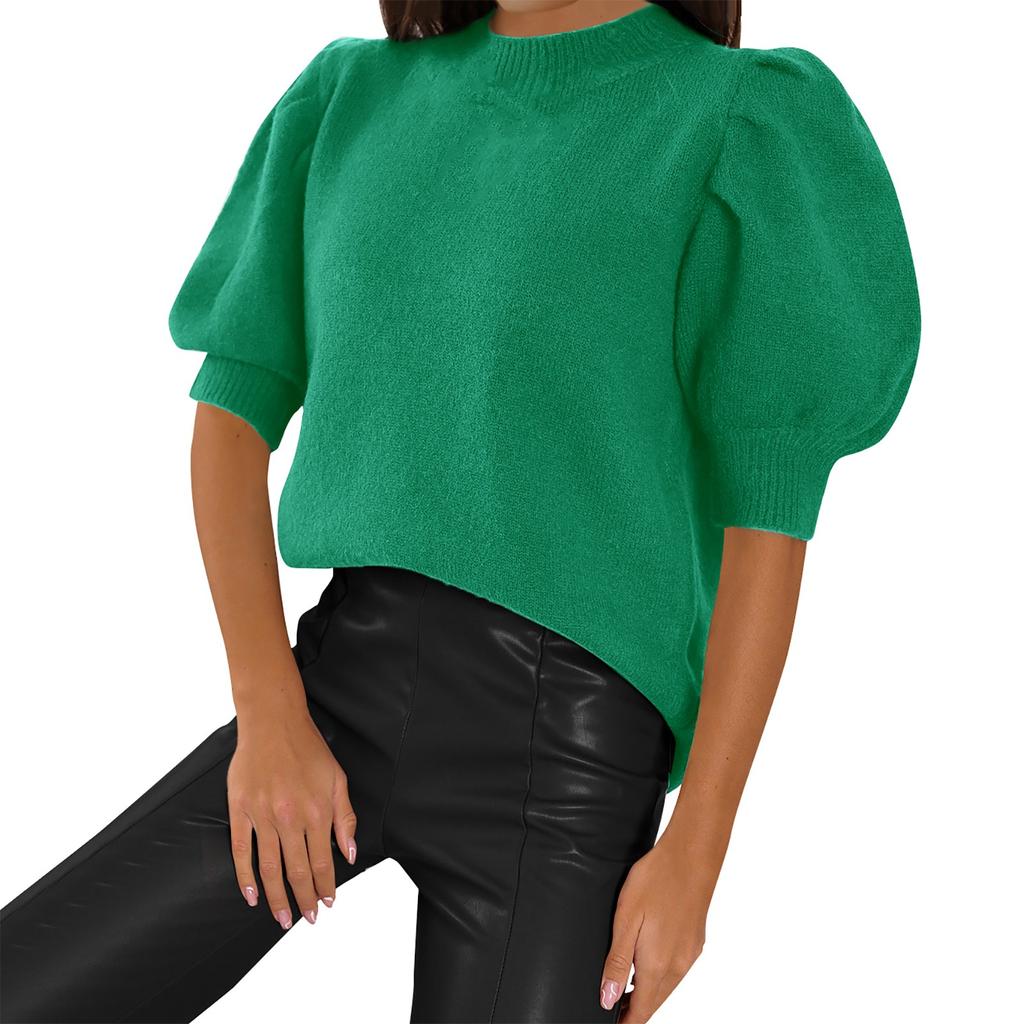 Женские объемные вязаные свитера с короткими рукавами, топы, повседневные пуловеры, рубашки