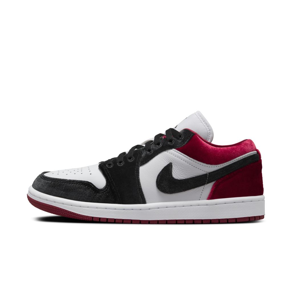 Air Jordan 1 Low SE Velvet Black Toe Women Sneakers White Gym-Red FZ3242-001
