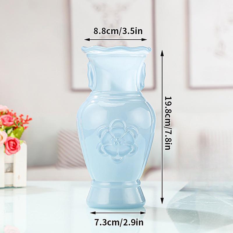 Gradient Glass Vase with Geometric Faceted Design Flower Vase for Wedding Centerpiece Arrangements Home Office Decor Floreros