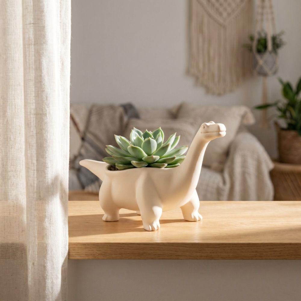Dinosaur Statue 1D Printed Dinosaur Flowerpot Desktop Decoration Funny Small Storage Ornaments Mini Flower Pot Balcony