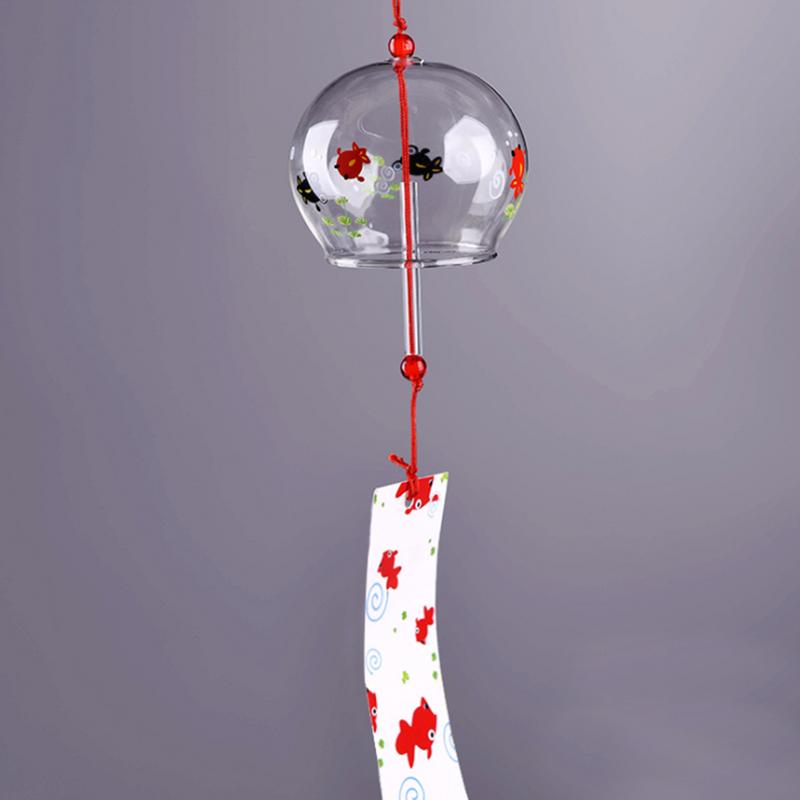 Стеклянные колокольчики в японском стиле, подвесные колокольчики в виде ветряных колокольчиков для домашнего декора с рисунком в виде цветущей сакуры, подвесные колокольчики в виде ветряных колокольчиков