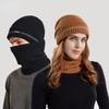 Winter Outdoor Knitted Wool Hat Men and Women with the Same Hat Scarf Suit Plus Velvet Warm European and American Pullover Cap