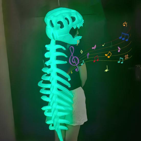 Костюм скелета динозавра 3D светящийся в темноте плюшевый скелет динозавра милый скелет с ревущим звуком для костюмированной вечеринки наряд реквизит для косплея