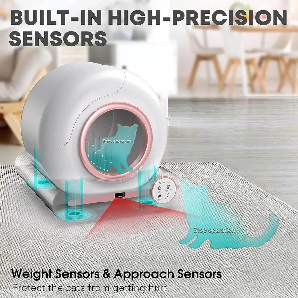 Tonepie Smart Cat Litter Box Автоматическая самоочистка Wi-Fi App Control Лоток для туалета для домашних животных Ионный дезодорант 65 л Многоязычный