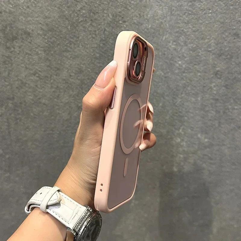 Металлический чехол-подставка с линзами Magsafe для iPhone 15 Pro Max 14 13 11 12 Pro Max Plus, защитный чехол для беспроводной зарядки камеры