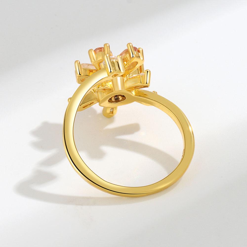 Flower Zircon Spinning Ring For Women Anxiety Relief Rotatable Stress Reducer Fashion Versatile Adjustable Band Jewelry