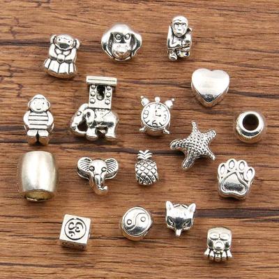 Набор из 16 бусин из сплава в виде животных и фруктов для браслетов своими руками - морская звезда, слон, сердце и многое другое