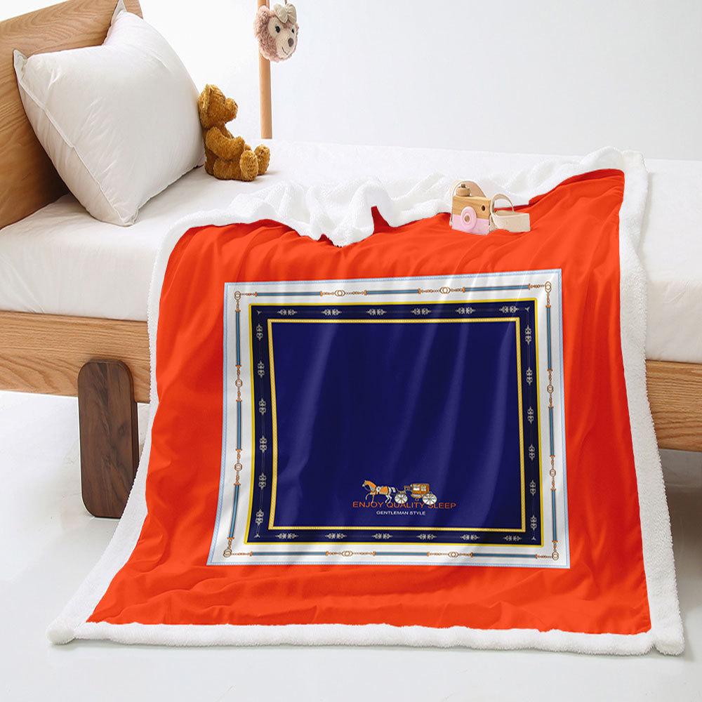 American simple 2D digital printing thickened lamb wool crystal fleece blanket blanket nap nap blanket