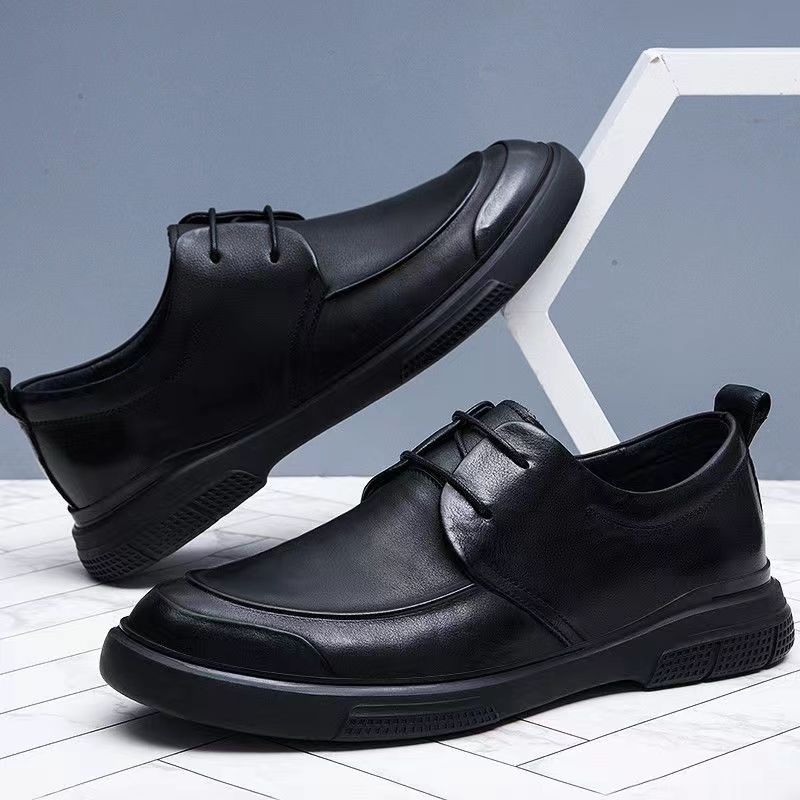 Genuine Leather Shoes Men Business Style Cow Leather Mens Derbys Shoes Flat Brand Male Footwear Black Brown