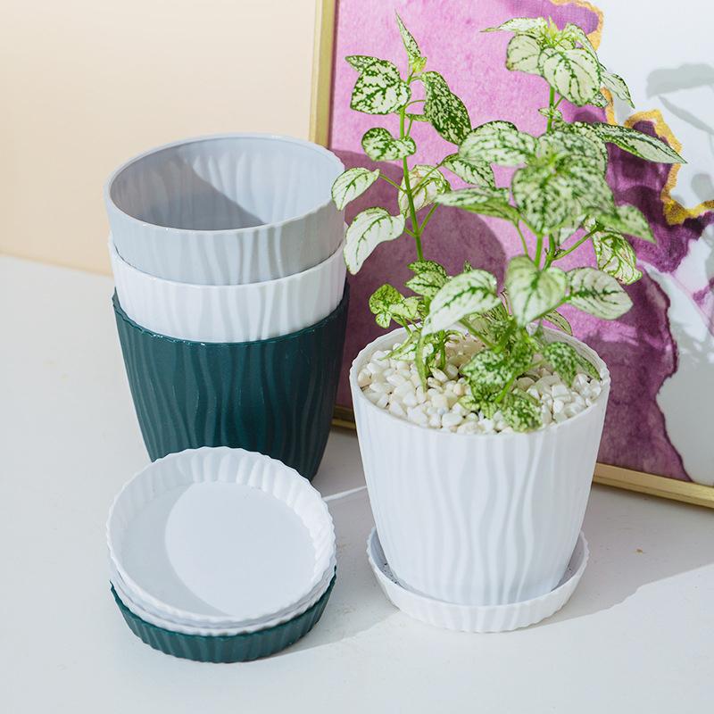 Простой утолщенный гофрированный горшок большой с высокой талией, горшок для растений с водяной рябью, многоцветный пластиковый горшок для мясистых зеленых растений и цветов