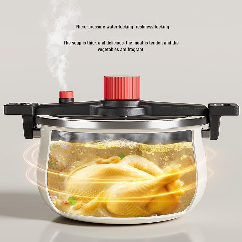 Устойчивая к давлению кастрюля с антипригарным покрытием для газовых и индукционных плит, безопасная и взрывозащищенная, идеально подходит для супов и рагу.