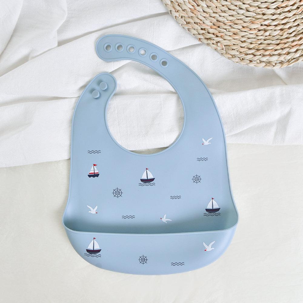 with Food Catcher Silicone Baby Bibs Soft Teething Drooling Bib For Girls Boys Toddlers