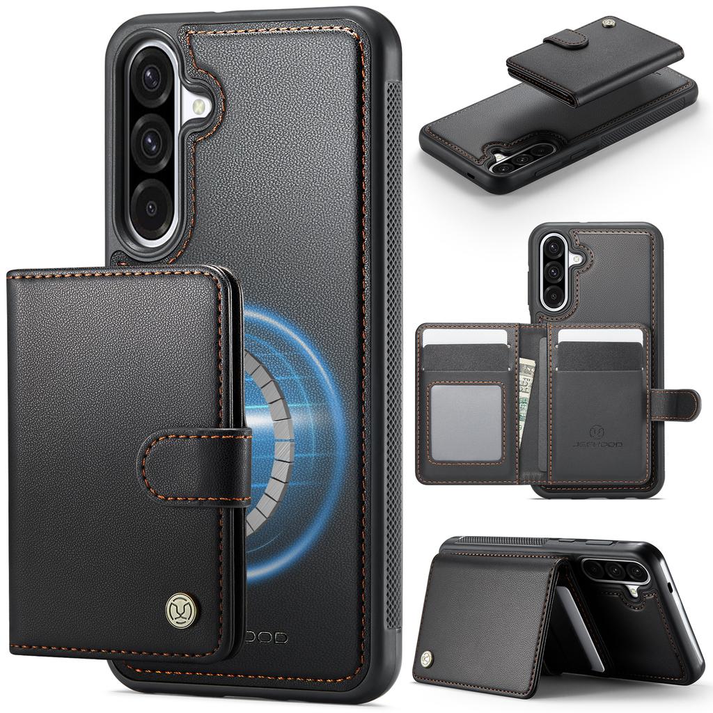 For Samsung Galaxy A36 5G Case JEEHOOD J09 RFID Blocking Card Holder Leather Back Phone Cover Magnetic Case