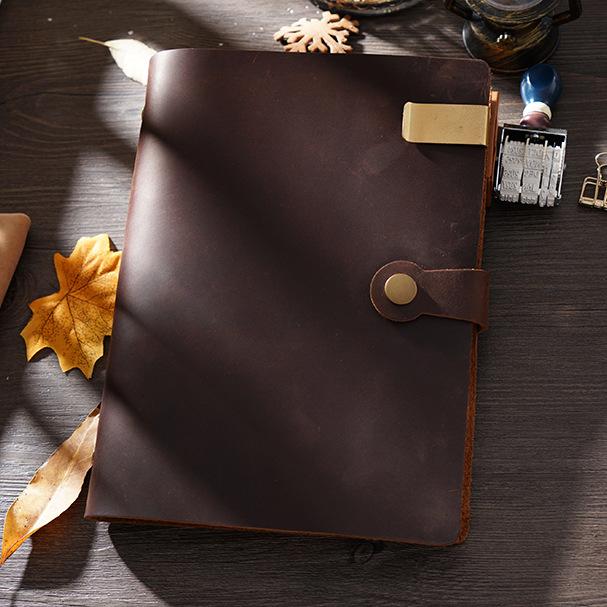 Retro Cowhide A5 Loose-leaf Notebook Handmade European-style 6-hole Notepad Crazy Horse Leather Book for Friend's Birthday Gift