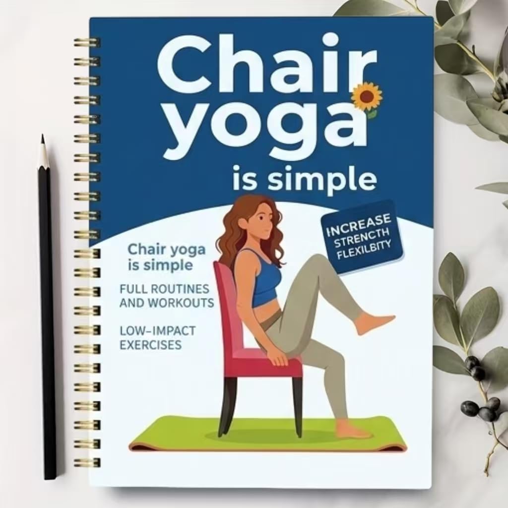 30-Day Chair Yoga Guide Book for Beginners, 60 Workouts for Weight Loss & Flexibility, Spiral Bound Senior Exercise Book (5.5x8.3 Inch, Green)