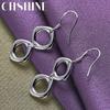 CHSHINE стерлингового серебра 925 пробы двойное кольцо серьги-капли для женщин Свадебная вечеринка модные очаровательные ювелирные изделия