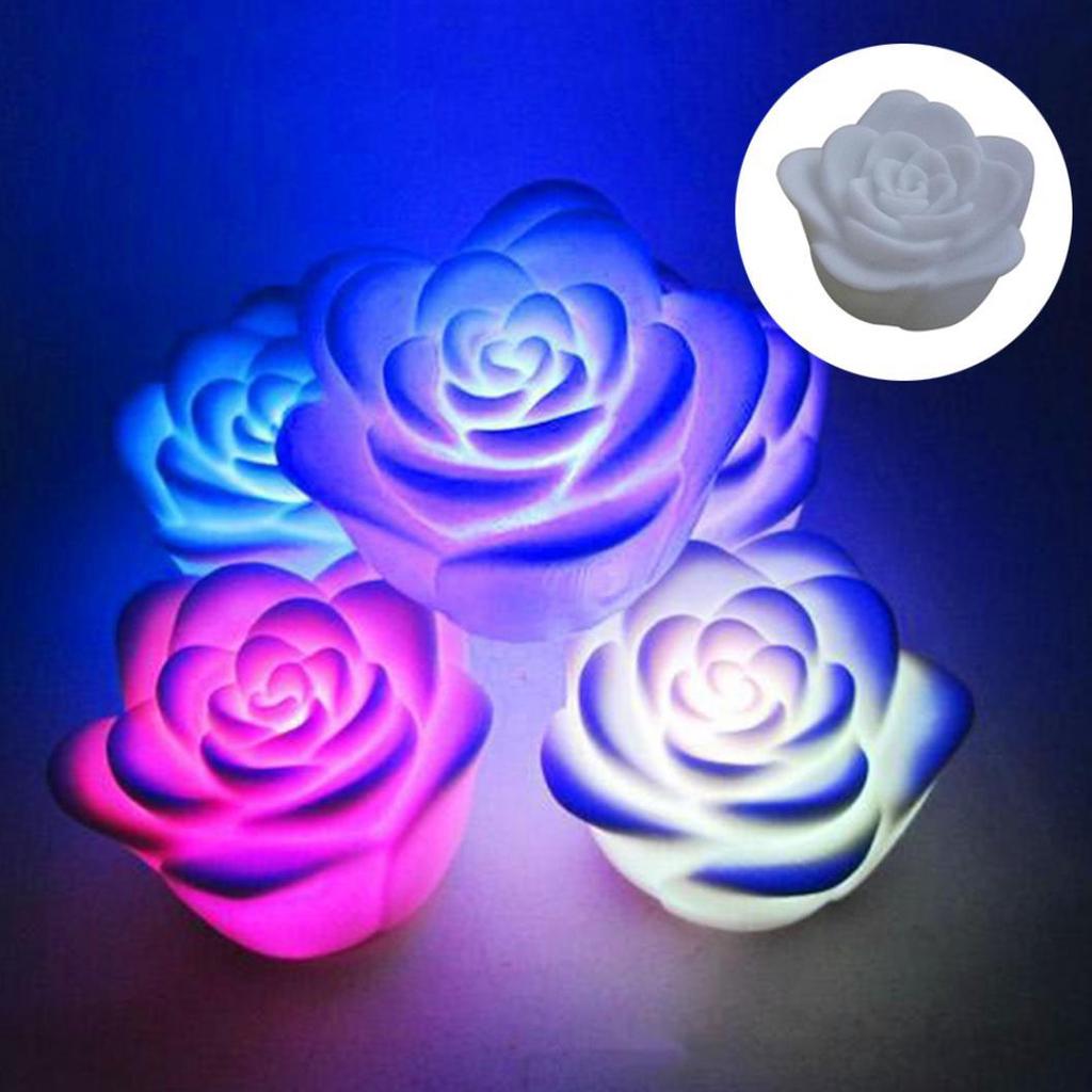 Waterproof Floating Rose Flower Color Changing LED Night Light Home Party Decor