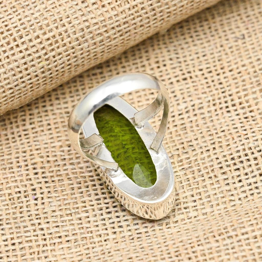 Gorgeous Peridot Gemstone Handmade 925 Solid Sterling Silver Ring Jewelry For Her