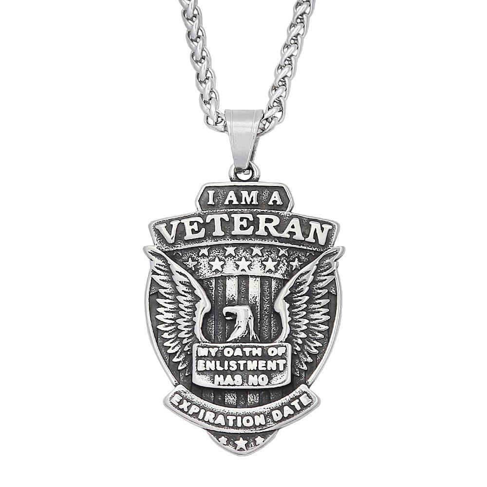 Мужское ожерелье с подвеской из нержавеющей стали, персонализированная винтажная подвеска в виде орла и щита