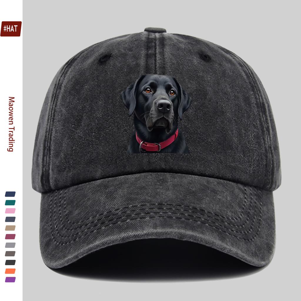 pc Majestic Black Labrador Dog Print Baseball Cap Showcasing Charming Eyes And Vibrant Red Collar Pet Print Design Decorative