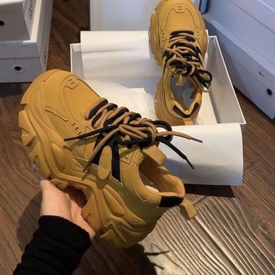 Dad Shoes Ins Модные осенние тонкие туфли женские на платформе Elevator Wild Casual Sneaker