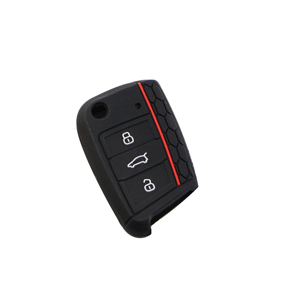 Car Key Case for VW Volkswagen Golf 7 MK7 3 Buttons Flip Folding Remote Key Fob for Seat for Skoda Silicone Cover Shell Fob